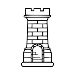 a line art drawing of a castle fortress in cartoon style