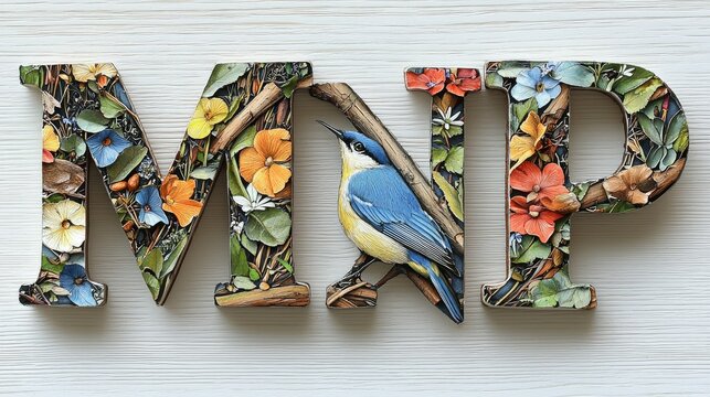 Floral Letters Mirroring Nature With A Bird