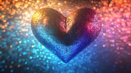 Obraz premium A holographic heart texture with exaggerated rainbow gradients