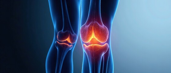 Naklejka premium X-Ray Knee Joint, Skeletal Beauty, Blue Hues