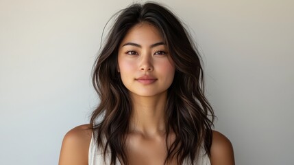 Fototapeta premium Elegant woman with long flowing hair portrait of beauty and style