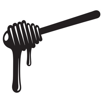 recommend clip art: Honey dipper stick with dripping honey vector, Honey stick black silhouette icon vector illustration
                    