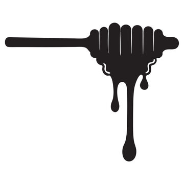 recommend clip art: Honey dipper stick with dripping honey vector, Honey stick black silhouette icon vector illustration
                    