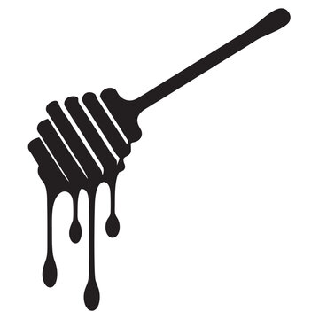 recommend clip art: Honey dipper stick with dripping honey vector, Honey stick black silhouette icon vector illustration
                    