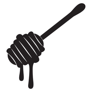 recommend clip art: Honey dipper stick with dripping honey vector, Honey stick black silhouette icon vector illustration
                    