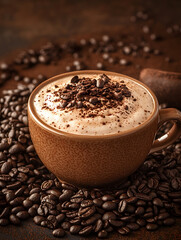 Brown background in mocha mousse colors. Neural network AI generated art