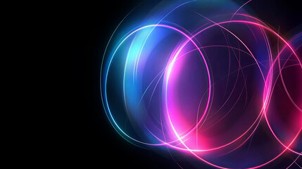Abstract data network technology background with glowing neon lines and copy space. 