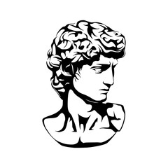 a drawing silhouette of a person face sculpture