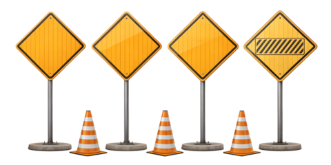 Yellow warning sign with danger symbol and triangle shape