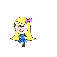 girl cartoon cheerleader(海外風ポップなチアリーダーイラスト手書き風)