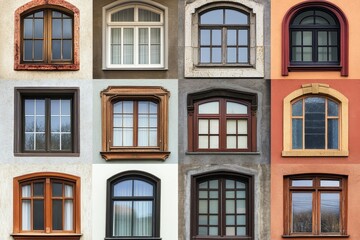 Fototapeta premium Architectural Collage of Diverse Window Styles and Designs