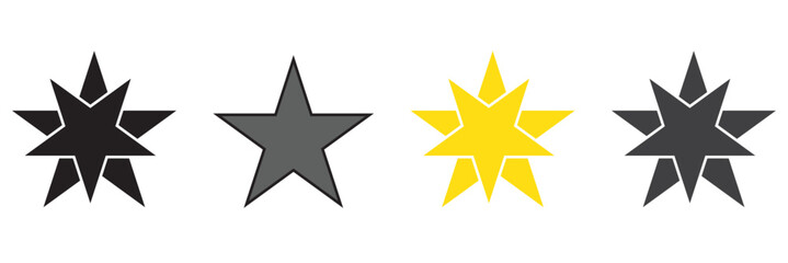 Star icon collection. Different star shapes. Black stars icon set. Sparkle star icon set. Vector illustration