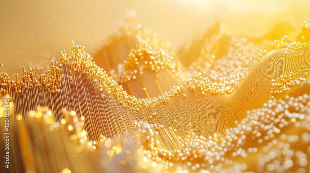 Leinwandbilder a wide-angle view of a d gold line graph with golden curves and data points, highlighting trends and
