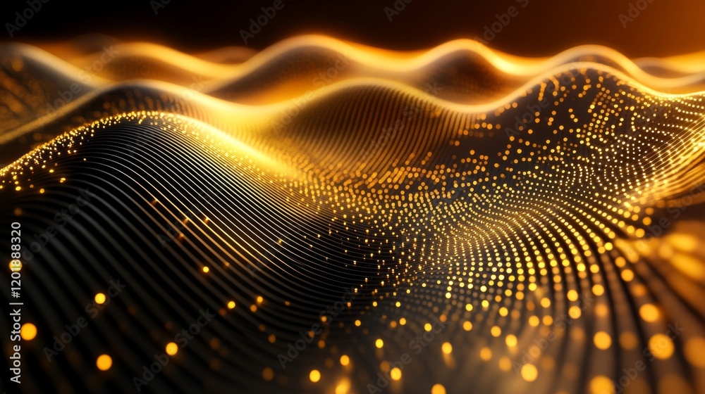 Leinwandbilder a wide-angle view of a d gold line graph with golden curves and data points, highlighting trends and
