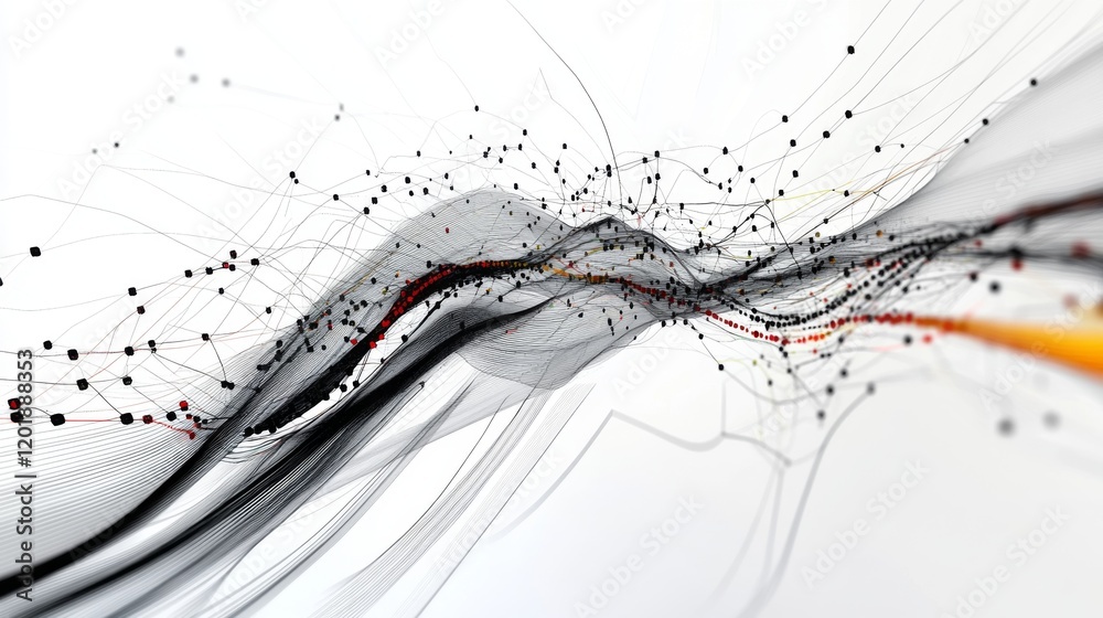Aufkleber A wide-angle view of a D line graph with multiple data series, showing curves and intersections in a dynamic and detailed digital presentation.