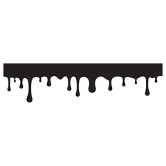 Dripping blood liquid borders silhouette in black vector icon ink style, vector cartoon illustration. Set of different drainage patterns for horror and spooky
