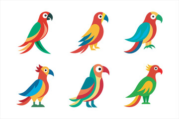 Parrot Vector Bundle . Vibrant Tropical Bird Graphics. Perfect for tropical, wildlife, and nature-themed projects