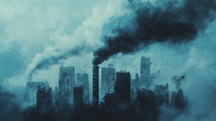 Close-up of smoke billowing from a factory chimney, with industrial structures in the background, symbolizing pollution and environmental concerns.