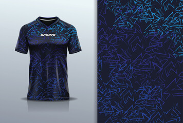 T-shirt mockup abstract stripe line jersey design for football, soccer, racing, esports, running, in blue navy color © Nimpuna O