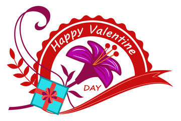 Naklejka premium heart with flowers happy valentine day