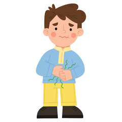 Illustration of a boy having a stomach ache