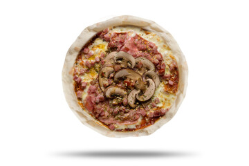 Pizza recortada no fundo transparente com sombra descolda fácil de ser retirada para aplicação de outros fundos