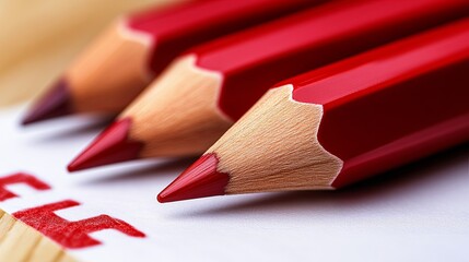 Obraz premium Close-up of Red Pencils Ticking Off Items on Paper