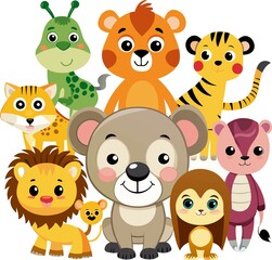 Fototapeta premium A Colorful Tropical Animal Collection