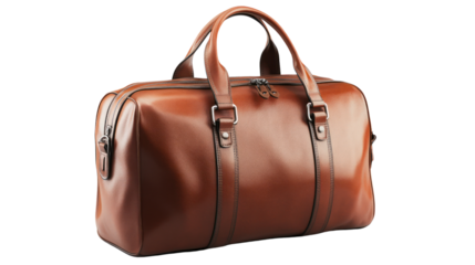 A stylish brown leather weekender bag designed for travel, perfect for weekend getaways or business trips, combining elegance and functionality.