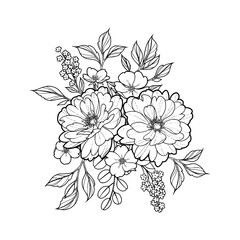 Minimalist Hand Drawn Beautiful Floral Bouquet Illustration