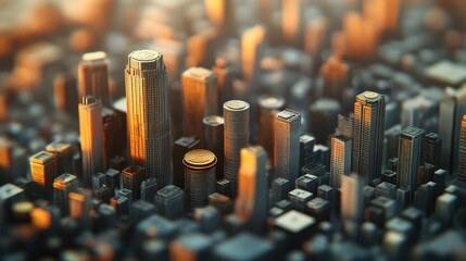 Tall buildings and coins are the same height 