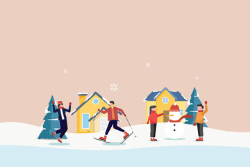 Winter concept. Colored flat vector illustration isolated.