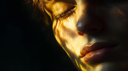 A thoughtful portrait of an adult with light softly illuminating their face suggesting introspection