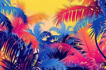 Abstract Vibrant Summer Plantation Scene Background Illustration for Creative Projects