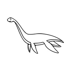 Obraz premium a line art drawing of a super cute dinosaur cartoon character for coloring page