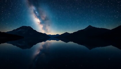 Fototapeta premium Milky Way Galaxy Over Serene Mountain Lake Landscape