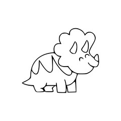 a line art drawing of a super cute dinosaur cartoon character for coloring page