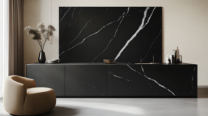 Elegant Black Marble Design with Dramatic White Veins