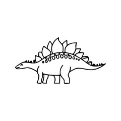 a line art drawing of a super cute dinosaur cartoon character for coloring page