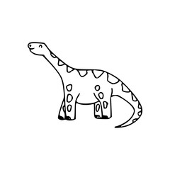 a line art drawing of a super cute dinosaur cartoon character for coloring page