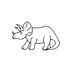 Obraz premium a line art drawing of a super cute dinosaur cartoon character for coloring page