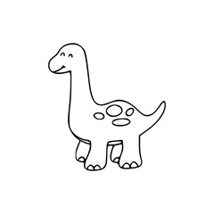 a line art drawing of a super cute dinosaur cartoon character for coloring page