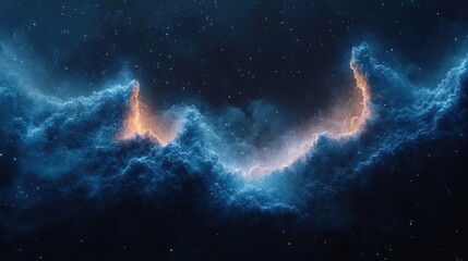 Celestial Nebula in Deep Space: A Cosmic Landscape of Glowing Gas Clouds and Radiant Stars