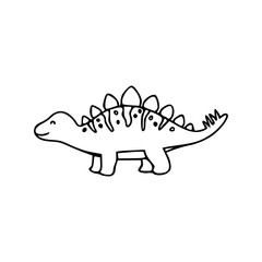 a line art drawing of a super cute dinosaur cartoon character for coloring page