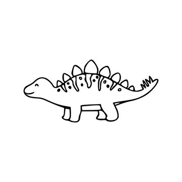 recommend clip art: a line art drawing of a super cute dinosaur cartoon character for coloring page