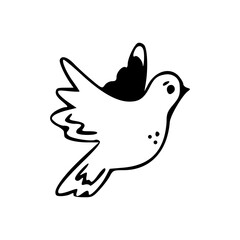 a line art drawing of a cute  pigeon in doodle style
