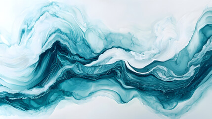 Flowing Abstract Wave Pattern in Shades of Teal