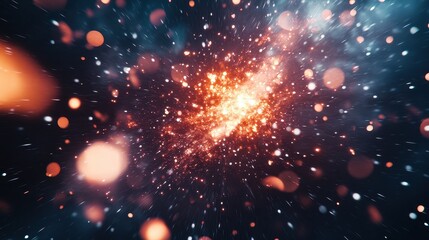 Fototapeta premium Virus exploding into particles, [virus, destruction, healthcare progress], [dramatic motion, bright fragments, scientific aesthetic] 