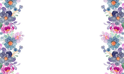 Watercolor flowers background vector for design.