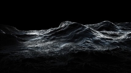 Dark Monochromatic Hillscape Abstract: A Textured Landscape of Shadows and Light